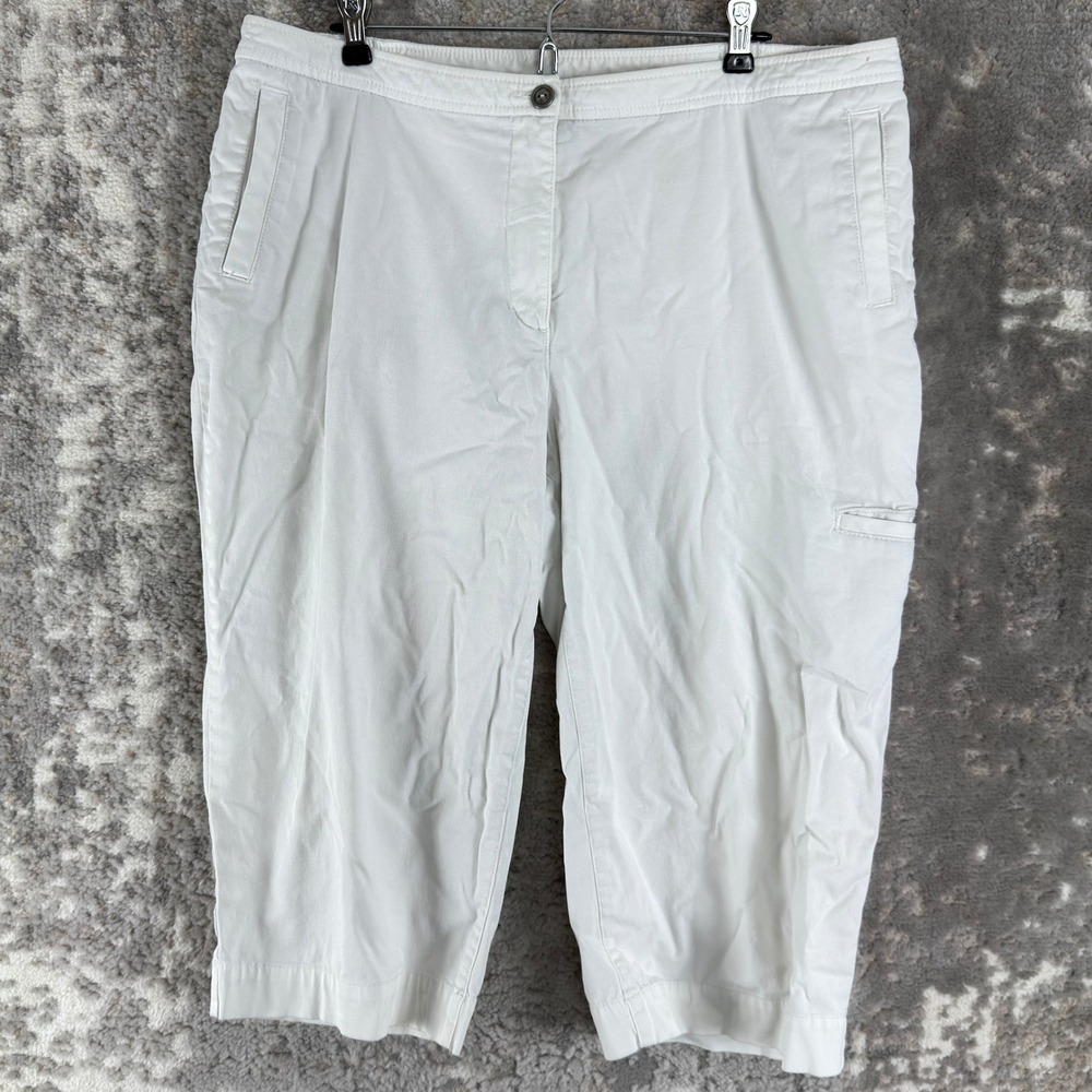 Chico's Sz 2.5 US 14 Cargo Pocket Casual Capri Crop Pants White Sleeveless Women